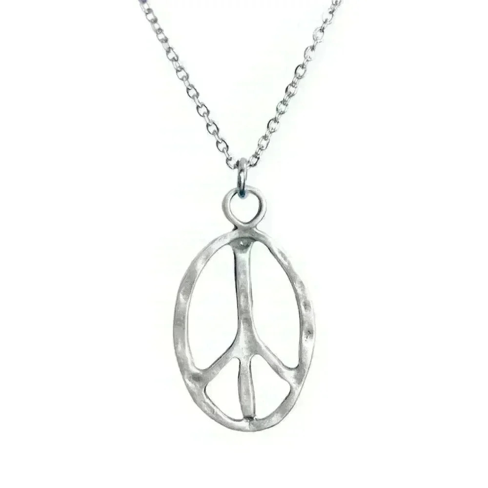 Peace sign necklace hippie accessories hippie jewelry for women stainless steel
